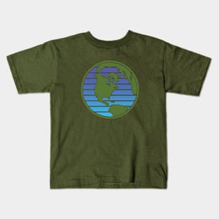 Earth Day Blue Green Planet Green Outline April 22 Kids T-Shirt